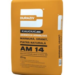 Duraziv AM 14, Adeziv alb semiflexibil pentru granit, marmură și piatră naturală, aditivat cu Kauciuc® 25KG