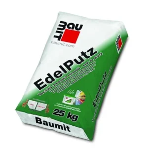 Tencuiala decorativa minerala Baumit EdelPutz, praf de piatra, granulatie 2 mm, interior/exterior, alb natur, 25 kg
