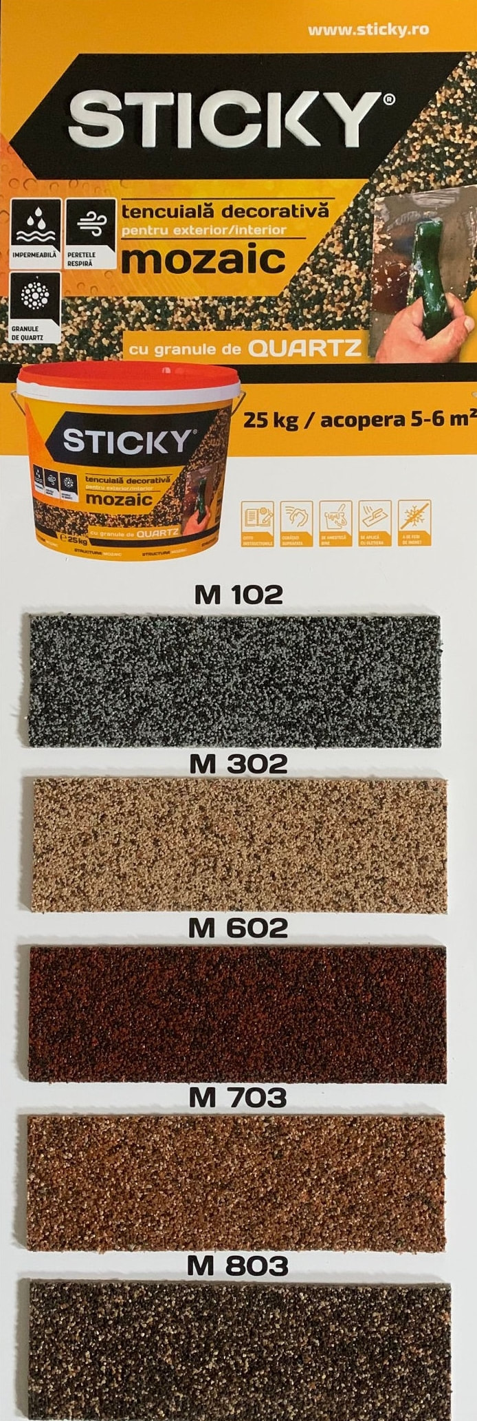 Tencuiala decorativa mozaic pentru soclu Sticky 25KG - imagine 2