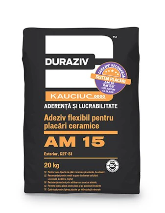 DURAZIV AM 15 Adeziv flexibil pentru placări ceramice la interior şi exterior, aditivat cu Kauciuc® 20KG