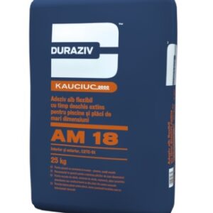 DURAZIV AM 18, Adeziv alb flexibil pentru piscine și plăci de mari dimensiuni, aditivat cu Kauciuc® 25KG