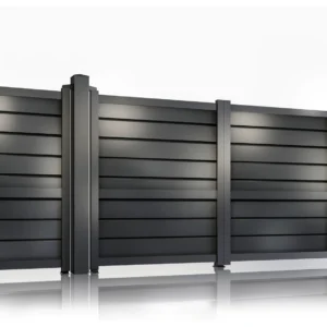Set porti metalice din aluminiu, gri antracit, Baldur , Poarta Pietonala 900x1800mm, Poarta Auto 3000x1800mm