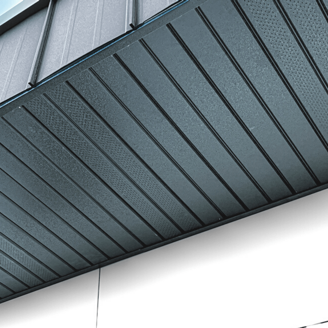 Lambriu Metalic Saturn Perforat 0,5mm, culoare spate Gri Închis, culoare fata Gri Perlat Ral7024 260x2500mm - imagine 2