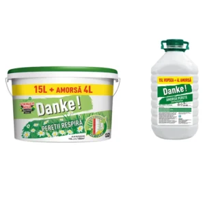 Vopsea lavabila interior, Danke peretii respira, alb, 15 L + amorsa Danke, 4 L